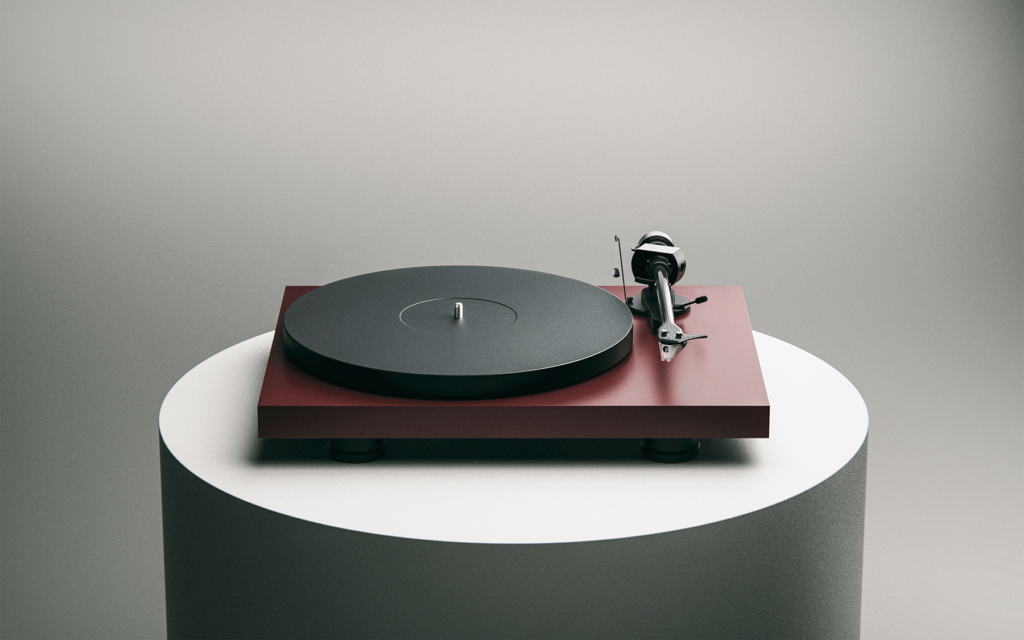 Pro-Ject Debut EVO 2 turntable in satin wine red finish