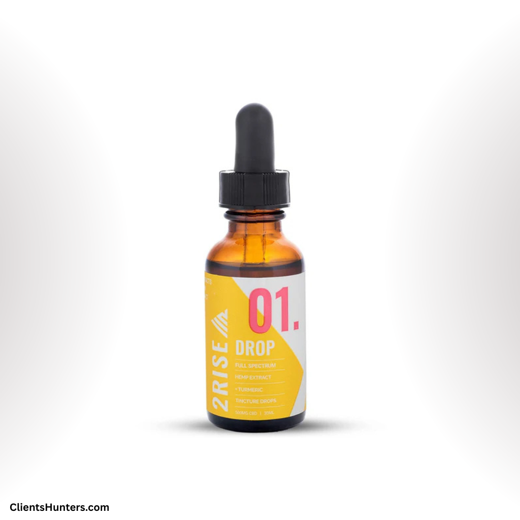 Bottle of HerbOrder’s Orange Drops CBD and turmeric tincture.