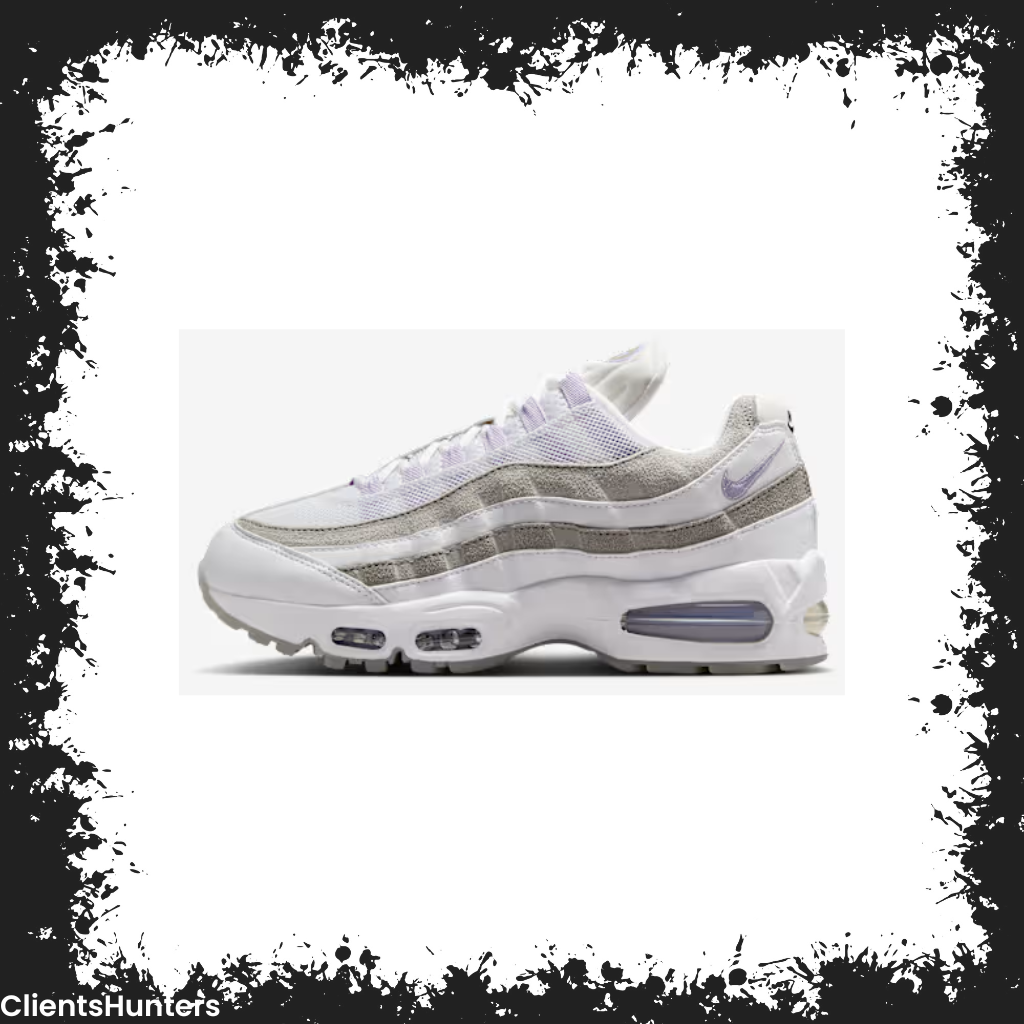 Side view of the Nike Air Max 95 "Sundial" with sunset-inspired orange and pink color gradients and visible pink air bubbles.